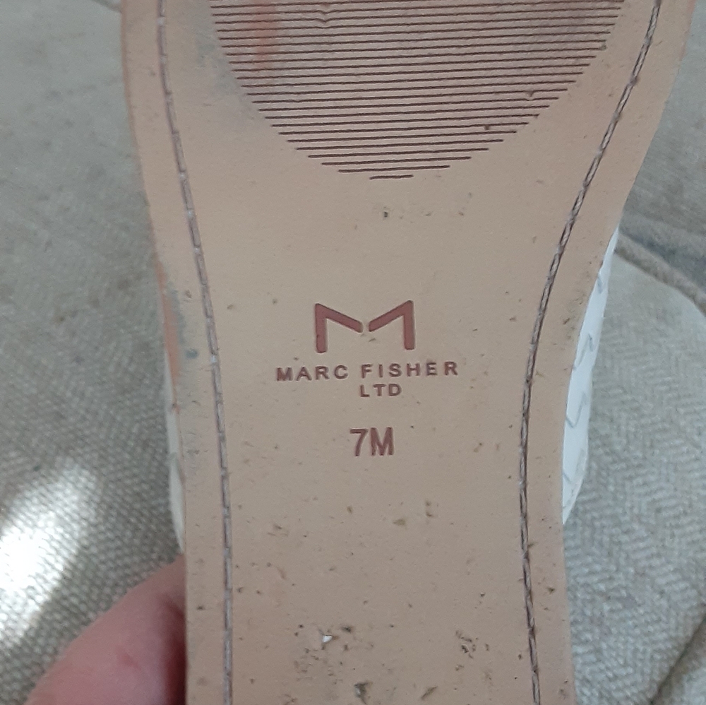 Marc Fisher Elegant Cream Woven Mules - Picture 2 of 12